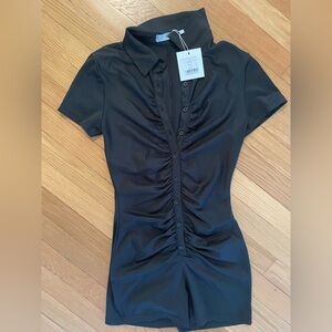 Adika Black Button-Up Romper
